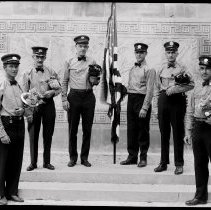 [Men in uniforms at Princeton Battle Monument]