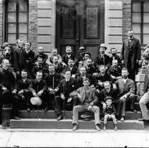 [Group in front of Nassau Hall, before 1911]