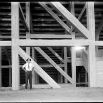 [Man under Palmer Stadium during construction]