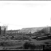 [Distant view of Palmer Stadium construction]