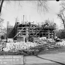 [Princeton University Chapel under construction]