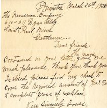 Letter. Elizabeth Titus to the Neverman Company.