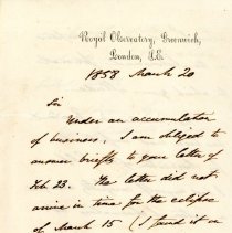 Letter. George B. Airy to Stephen Alexander