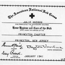 Certificate. American Red Cross to Julie Hudson