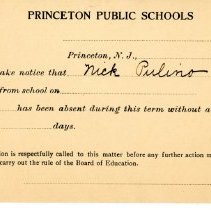 Princeton Public Schools unexcused absense postcard