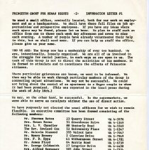 Princeton Group for Human Rights Information Letter #1