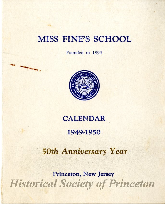 MS936.548.3 - Calendar for 50th Anniversary Year. Miss Fine's School. |  Historical Society of Princeton