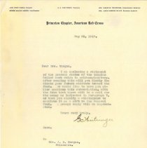 Letter. Princeton Chapter, American Red Cross to Mrs. J.S. Morgan