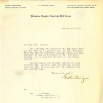 Letter. Princeton Chapter, American Red Cross to Mrs. J.S. Morgan
