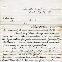 Letter. Governor Charles S. Olden to Abraham Lincoln.