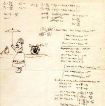 Albert Einstein handwritten document with mathematical theorems and doodles