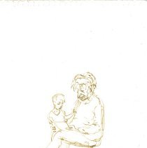 Sketch. Albert Einstein with child