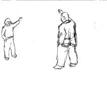 Sketch. Albert Einstein waving to friend