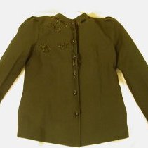 Black jacket or blazer with beaded butterflies along right shoulder/chest