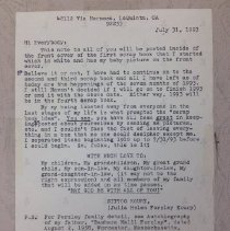 Note on inside cover of album