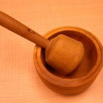 wooden mortar and pestle