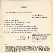 Typed title page for manuscript in black ink