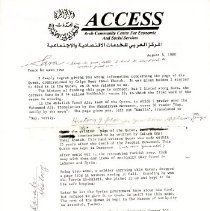 Typed and hand-edited letter with ACCESS letter head logo