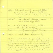 Handwritten notes on yellow legal pad paper