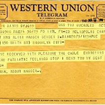 Telegram on Western Union paper