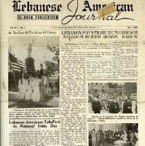 Front page of newspaper with images of funeral & Statue of Liberty group