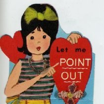 Color Valentine's Day card of girl holding hearts