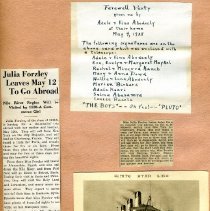 Interior page w newsclipping about Julia's trip overseas