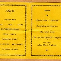 Interior of 1932 Syrian Amer. Ass'n banquet menu and guests