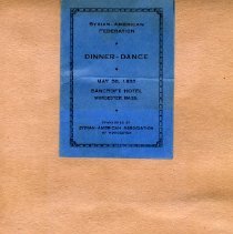 Card for Syrian Amer. Ass'n dinner 1933 and Julia's speech