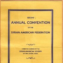 Syrian American Federation program cover in blue text, 1933