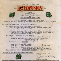 Typed letter with Christmas heading and holly accents