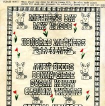 Early computer-generated letter w bunny clipart and drawn flowers