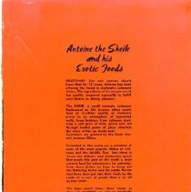 Interior of cover with restaurant history text