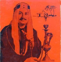 Cover of menu with images in black ink