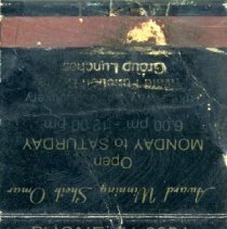 Black matchbook cover printed with gold ink