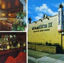 Color postcard with images of restaurant exterior and interior