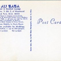 Verso of postcard printed in blue ink