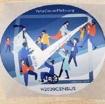 Color sticker with figures and check mark