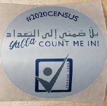 Blue and silver sticker with check mark