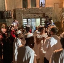Nabra Nelson's Nubian-style wedding celebration in Cairo, Egypt in the cour