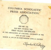 Pen & Ink Award from Columbia U. 1972