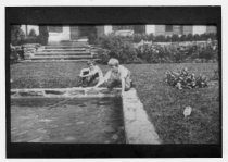 Allgates Estate- Boys with Toy Boats in Reflecting Pool