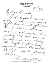 Letter of Condolence 1905