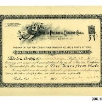 Manufacturer's Certificate and Warranty