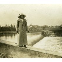 [Woman standing by Conestogo Dam]