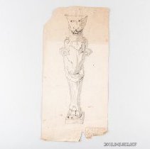 [Drawing - lion head leg with claw foot]