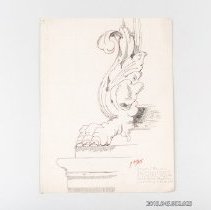 [Drawing - side view of a monopodium furniture foot]