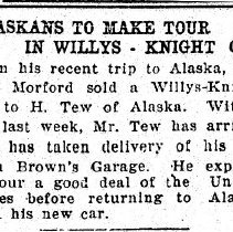 Alaskans to make tour in Willys-Knight car