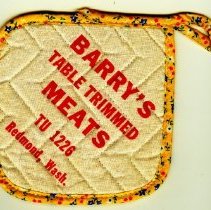 Barry’s Meats promotional potholder