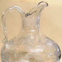 Vaillant Glass Pitcher with Floral Etching